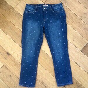 Tommy Hilfiger Sz 4 Adorable Blue Jeans w Anchor Print Ankle / Crop  25" inseam